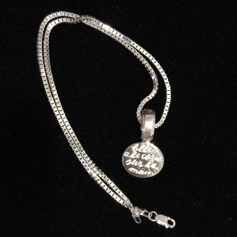 “She wears her heart on her sleeve” (French) Sterling Silver Necklace by Carolee